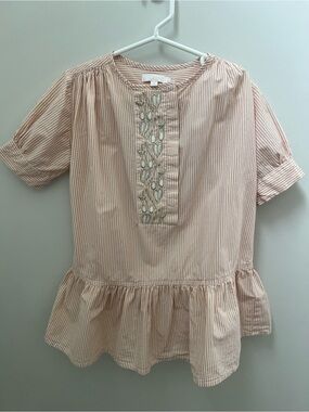Chloe Girls Pink and White Striped Peplum dress